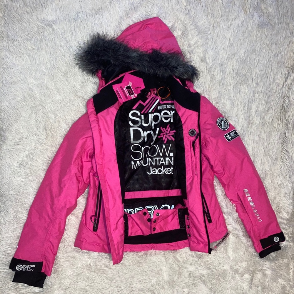 Super Dry brand pink snow suit (jacket AND pants)